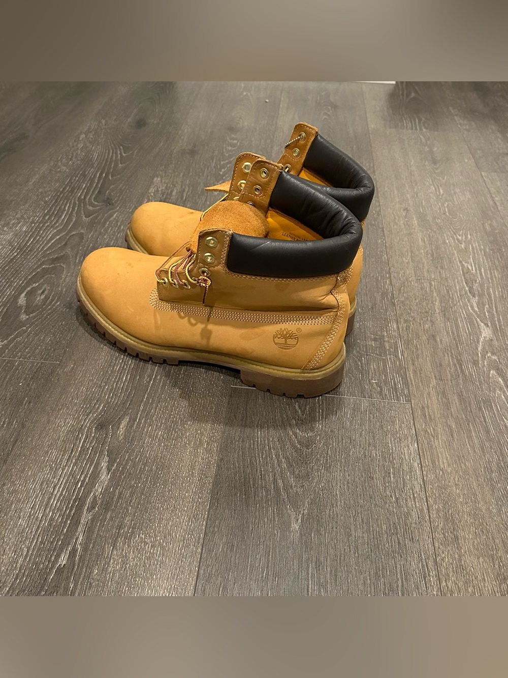 Timberland Wheat Leather Men’s Workwear Boots with Black Padded Collar Sz 13